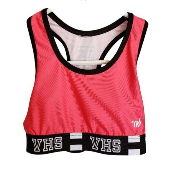 Junior XS Sports Bra Pink VHS Cheerleader Racerback Sports Bra Top - Picture 3 of 4